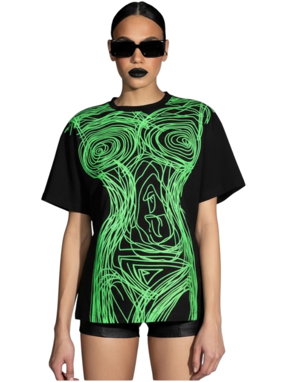 AKIRA- Black & Neon Green Graphic Tee - Picture 3 of 10